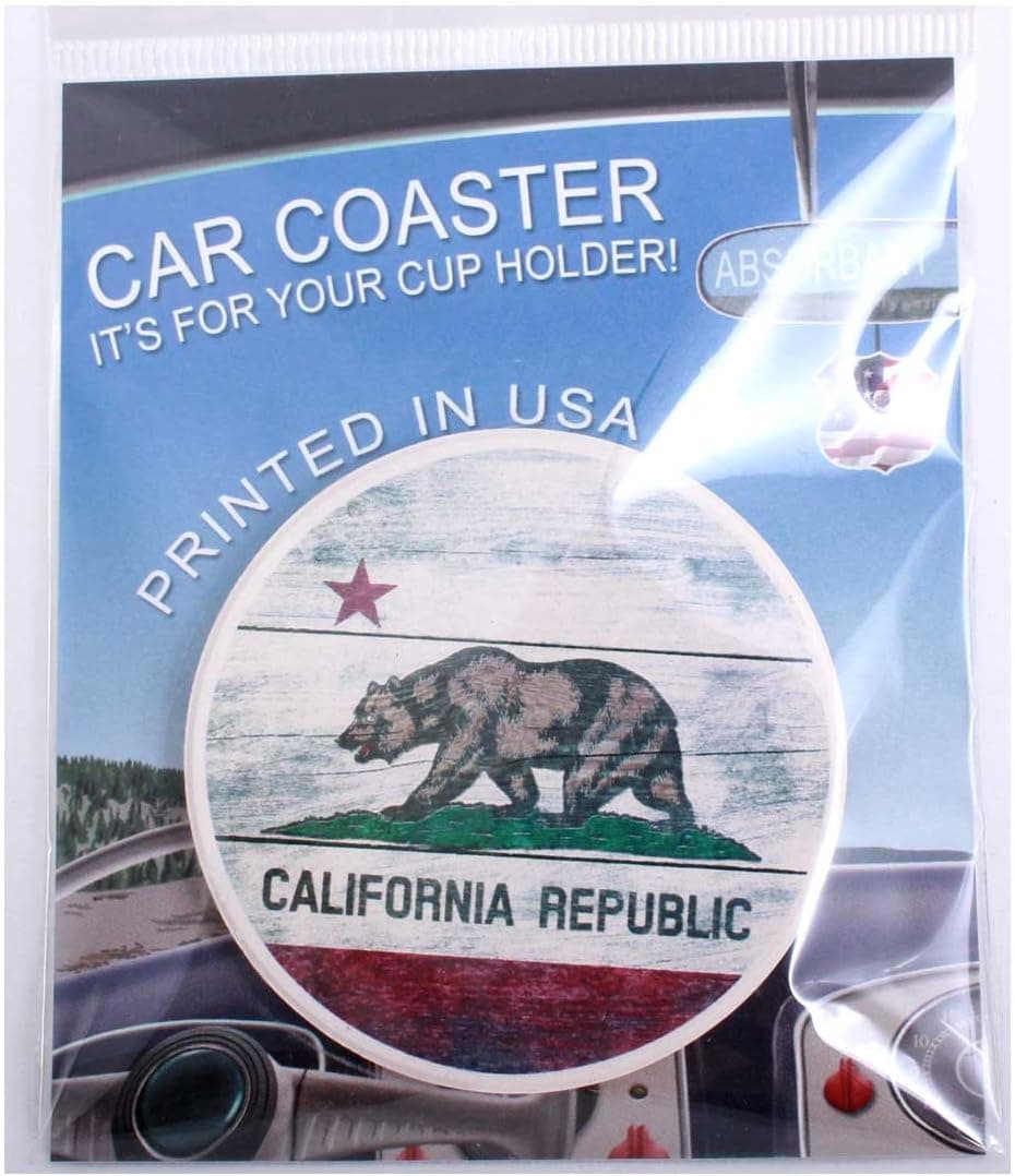 California Republic Bear Flag Ceramic Car Coaster