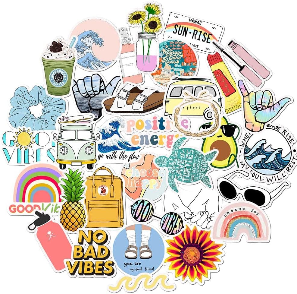 FoxYaye Vsco Girl Stickers - Trendy Fashion Waterproof Durable Reusable Vinyl Decals, 10, 20, 35, Water Bottle Bike Bumper Luggage Skateboard Graffiti, Best Gift for Kids or Children (20)