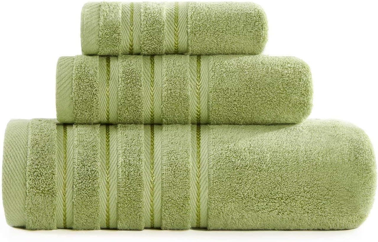 Zole Luxury Bath Towels Set 3 Peice, 100% Turkish Soft Cotton Towel Set for Bathroom Highly Absorbent Durable Sage Green