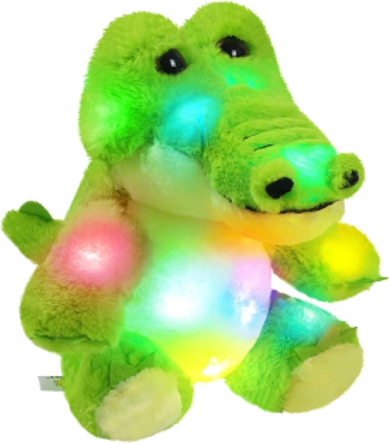 BSTAOFY Musical Light up Stuffed Crocodile Plush Toy LED Green Jumbo Alligator Stuffed Animals Glow Bedtime Pal Birthday for Toddlers Kids Boys 12''