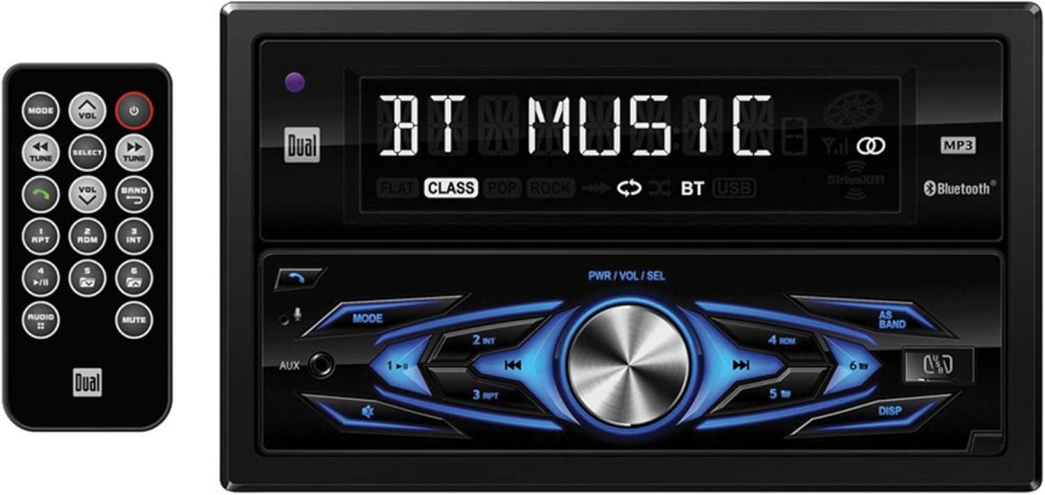 Dual Electronics DXDM228BT Multimedia Detachable 8 Character LCD Double DIN Car Stereo with Built- in Bluetooth, CD, MP3 & USB Players
