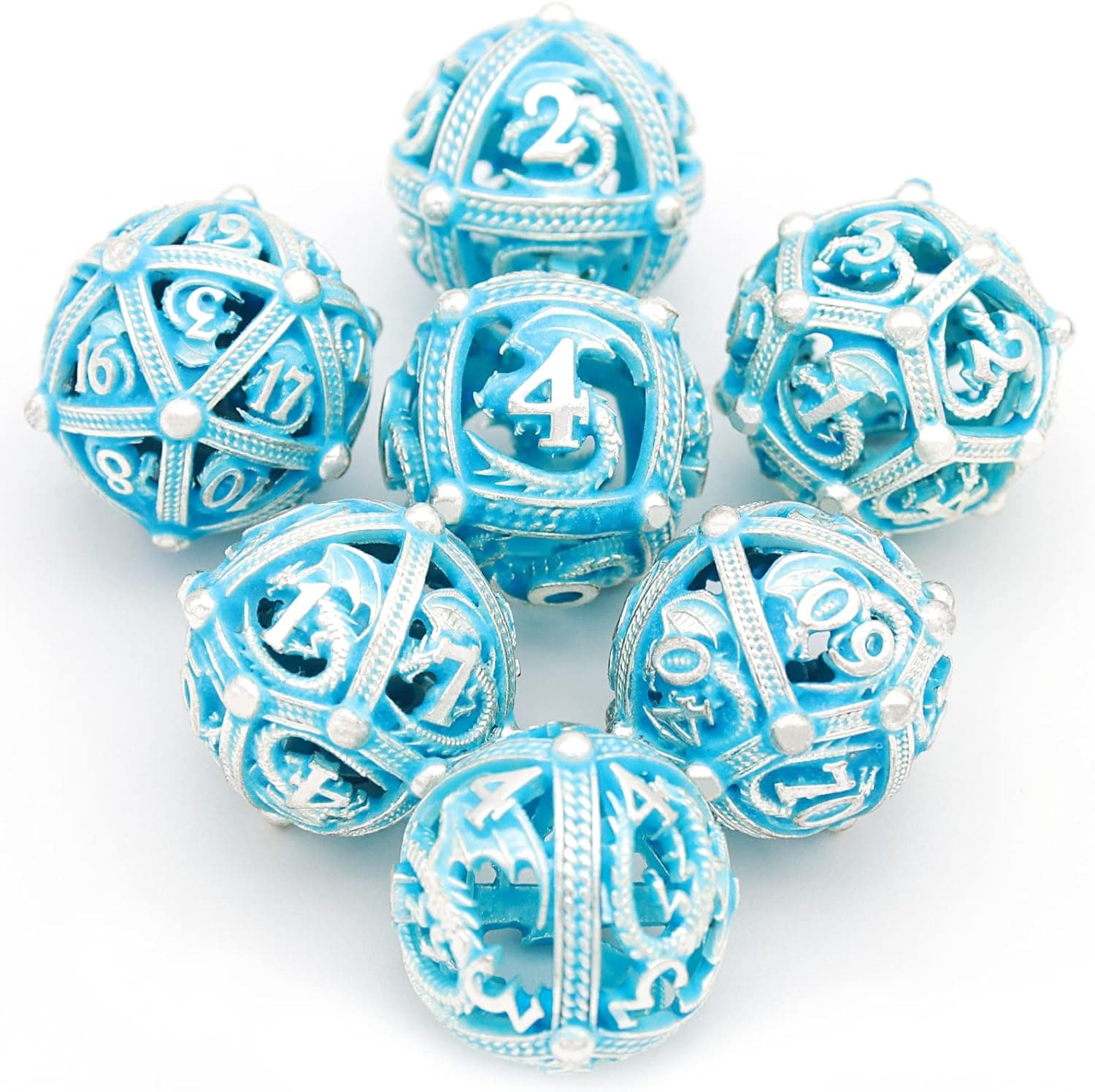 HNCCESG DND Dice Set Hollow Dragon Polyhedral Metal Dice D&D Dice for Dungeons and Dragons 7 PCs