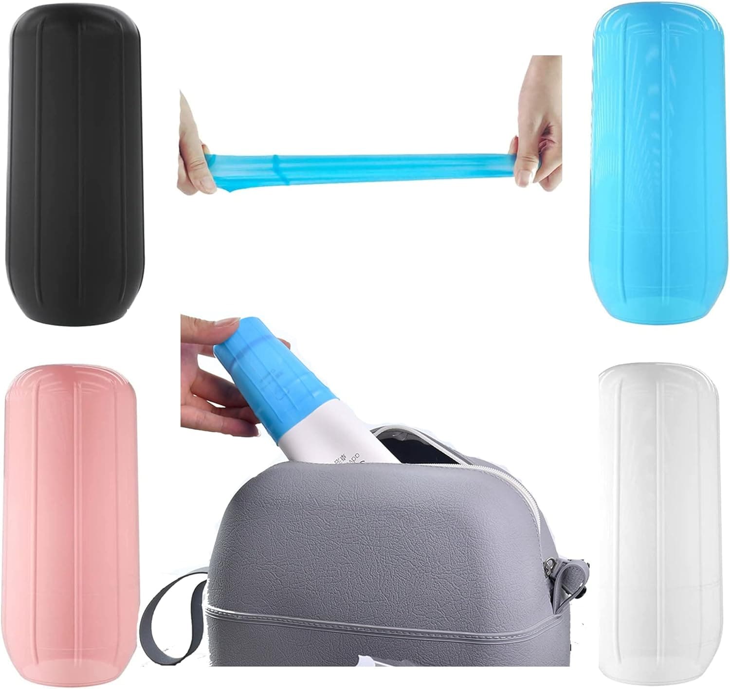 lufr 4 Reusable Silione Accessory Elastic Sleeve for Leak Proofing, For Standard and Travel Sized Toiletries.