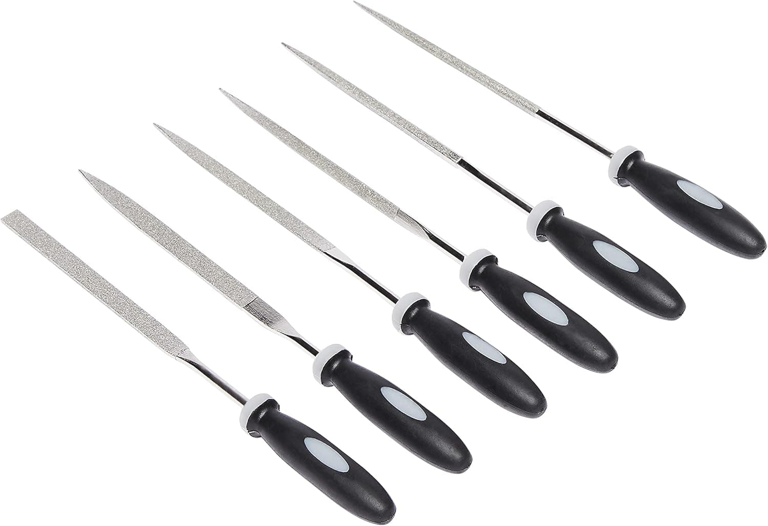Amazon Basics Diamond Needle File Set with 150 Grit - Hardened Alloy Steel - 6-Piece Set, 6-inch