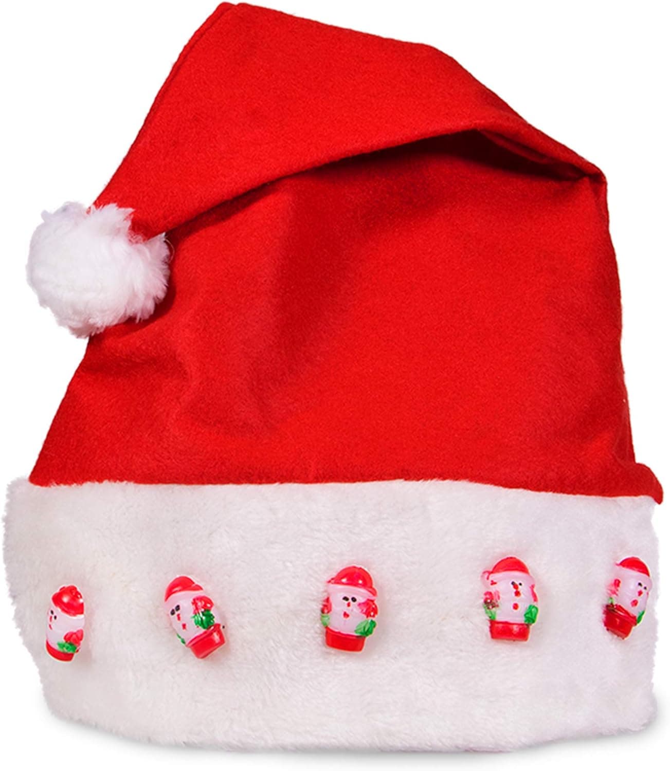 LED Light Up Blinking Festive Christmas Santa Hat - Family 12 Pack Red