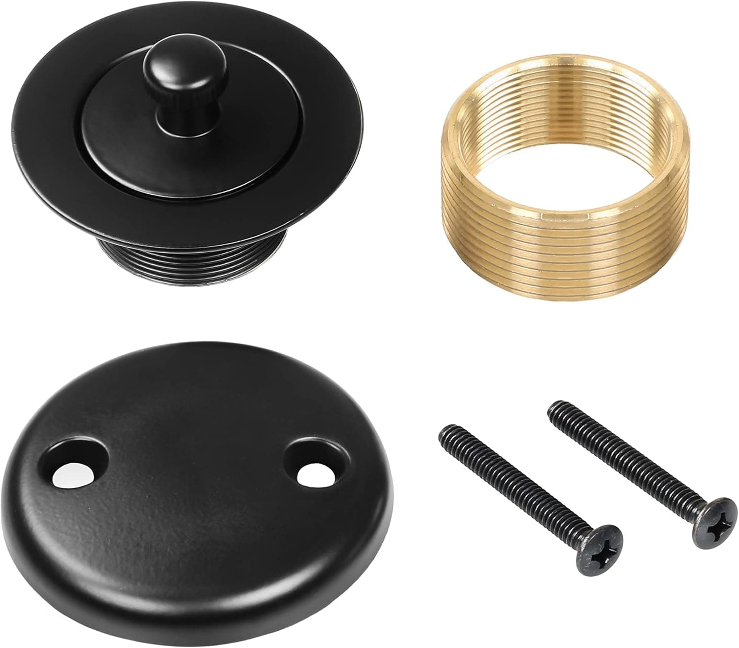 100% Brass Lift and Turn Bathtub Drain Set w/Overflow Plate - Drain Conversion Kit - Fits All Bathtub Sizes - Universal Fine/Coarse Thread - Designed & Tested in America (Matte Black)