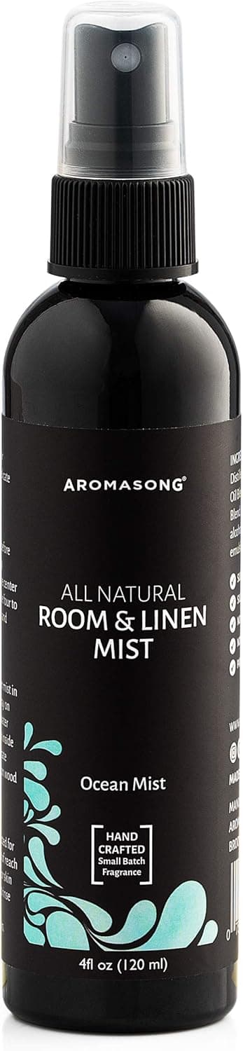 Aromasong All Natural Ocean Mist Room & Linen Spray for Bedding, Sheets, Couches, Pillow, Fabric Freshener Spray for Bed Sheet, Odor Eliminator Air Freshener All Natural Fragrance Oil Spray for Home.
