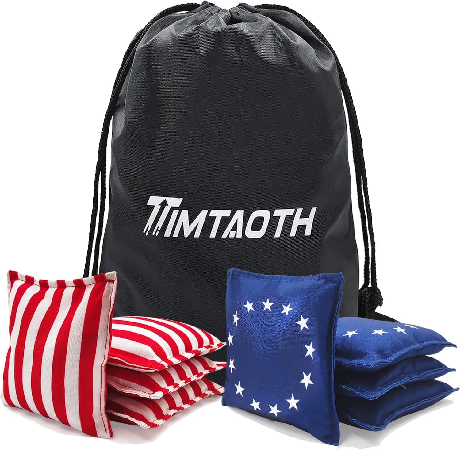 Timtaoth Cornhole Bags Set of 8 Regulation Professional 100% No-Dusty Corn Hole Beans Bags 3 Layers Non-Fade Premium All-Weather Resistant Cornhole Bean Bags(Betsy Ross Flag)