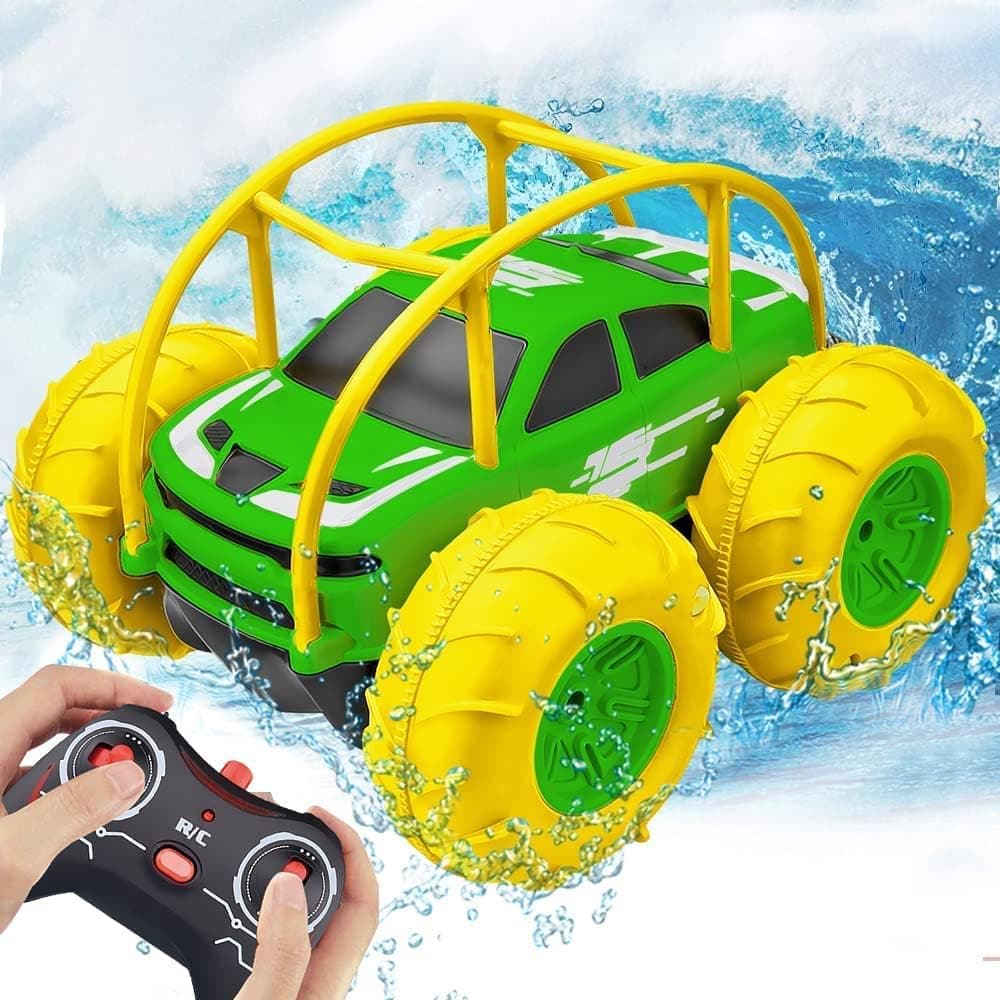Remote Control Car, Amphibious Rc Stunt Car 360° Flip & Rotation RC Car for Kids with Cool LED 2.4Ghz 4WD All Terrain Indoor Outdoor Toys Gift for 3-12 Boys Girls - 2 Rechargeable Batteries Included