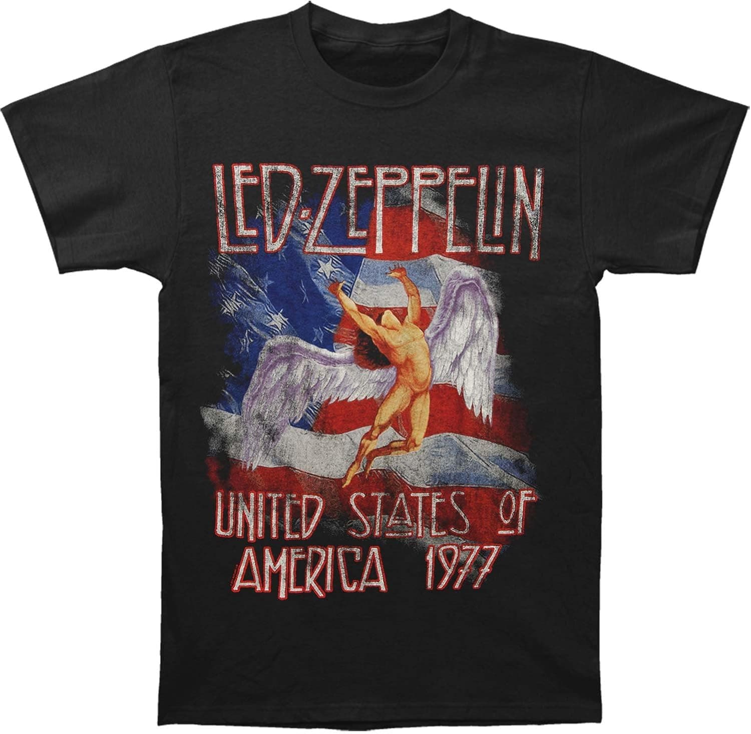 Old Glory Led Zeppelin - Mens America 77 T-Shirt 2X-Large Black