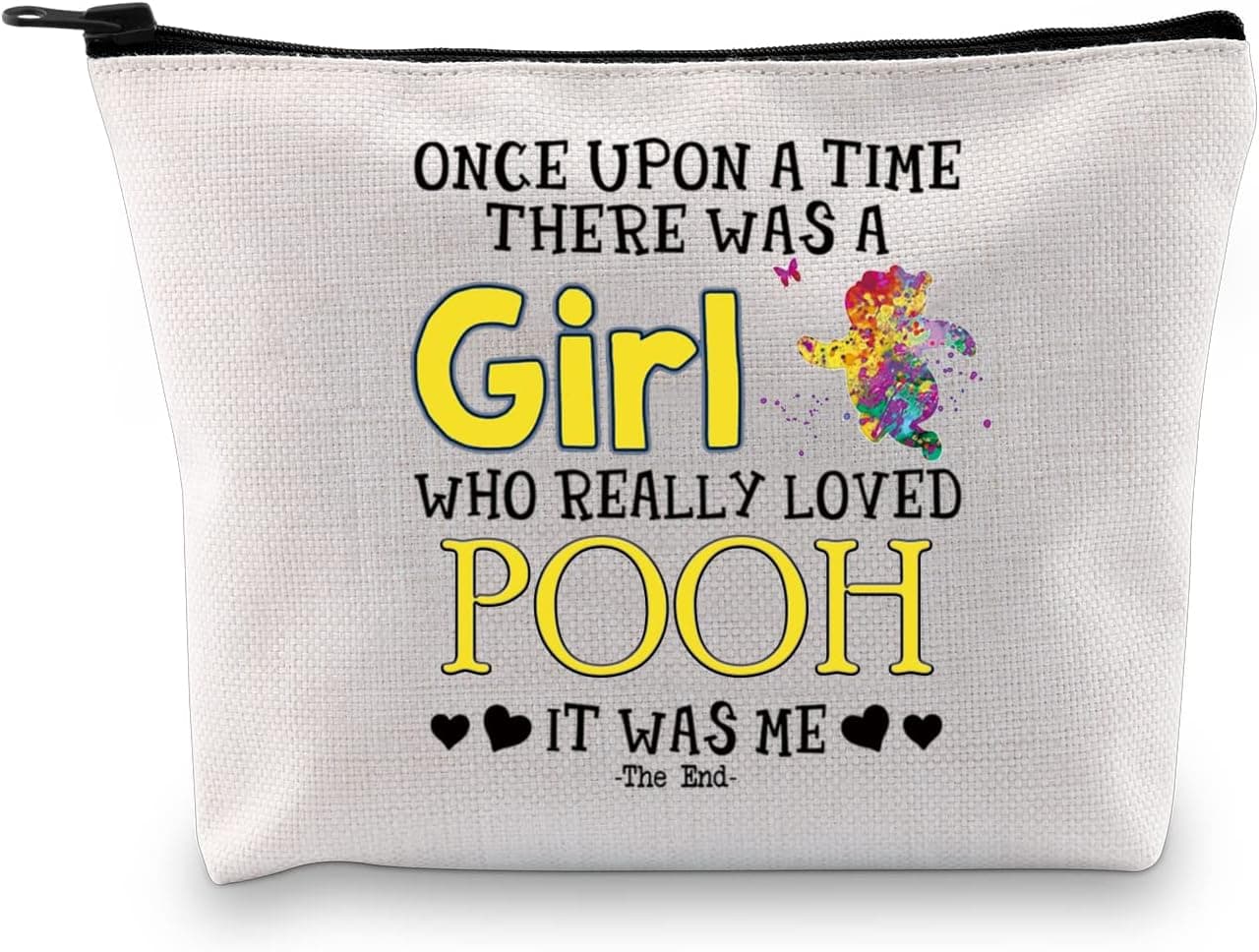 GJTIM Cartoon Inspired Pooh Bear Travel Bag Pooh Bear Accessories There Was a Girl Who Really Love Pooh Zipper Pouch for Bear Lovers (Really Loved Pooh Bag)
