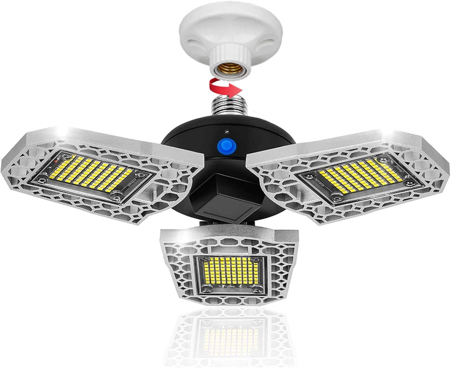 HARMONIC LED Garage Lights, 60W Garage Lighting 6500LM Super Bright Deformable Garage Ceiling Lights E26/E27, Work Light, IP65 Waterproof Shop Lights Security Light for Garage, Workshop, Warehouse
