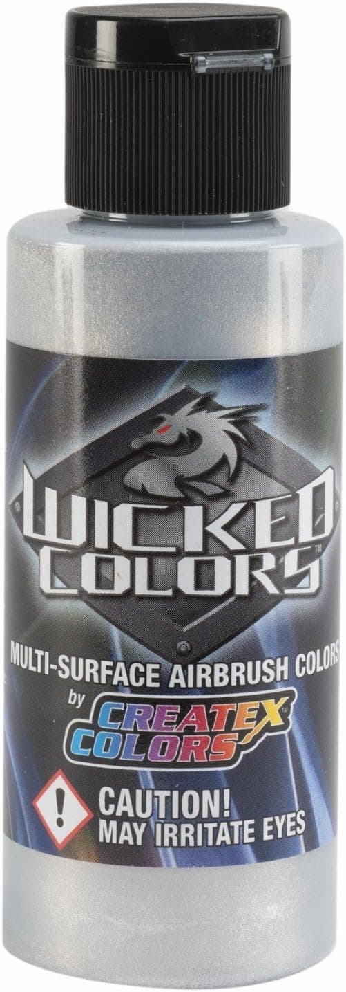 Createx Wicked Colors W354 Aluminum 2oz. water-based universal airbrush paint. by SprayGunner