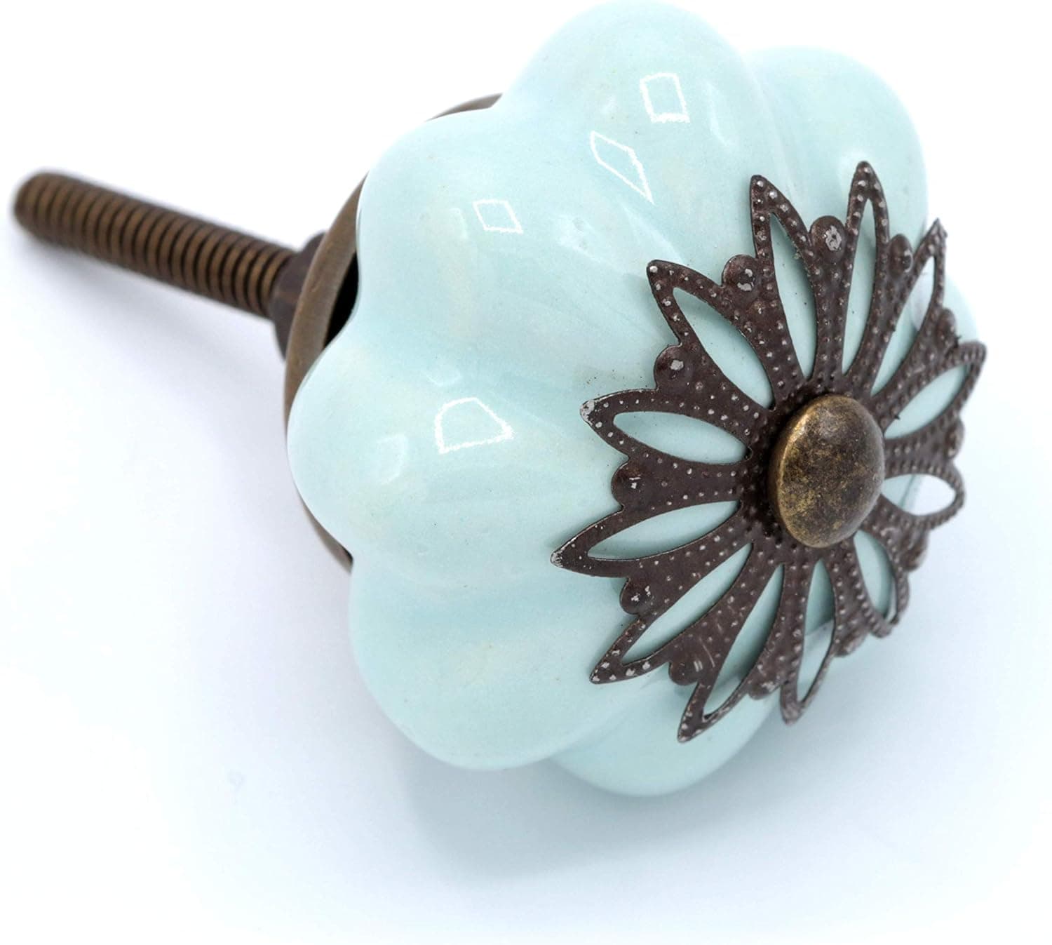 Valloowink Coco & Care 6 Pcs Blue Antique Ceramic Knob | Vintage | Dresser Kitchen Bathroom Cabinet and Drawers