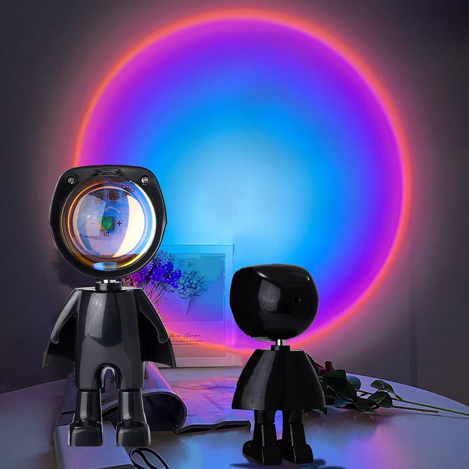 Rainsand LED Spaceman Sunset Lamp - Rainbow Sunset Projection Night Light with 360° Rotation,Network Modern Chargeable Floor Light with USB (1.5 inch*1.5 inch*5.7inch)