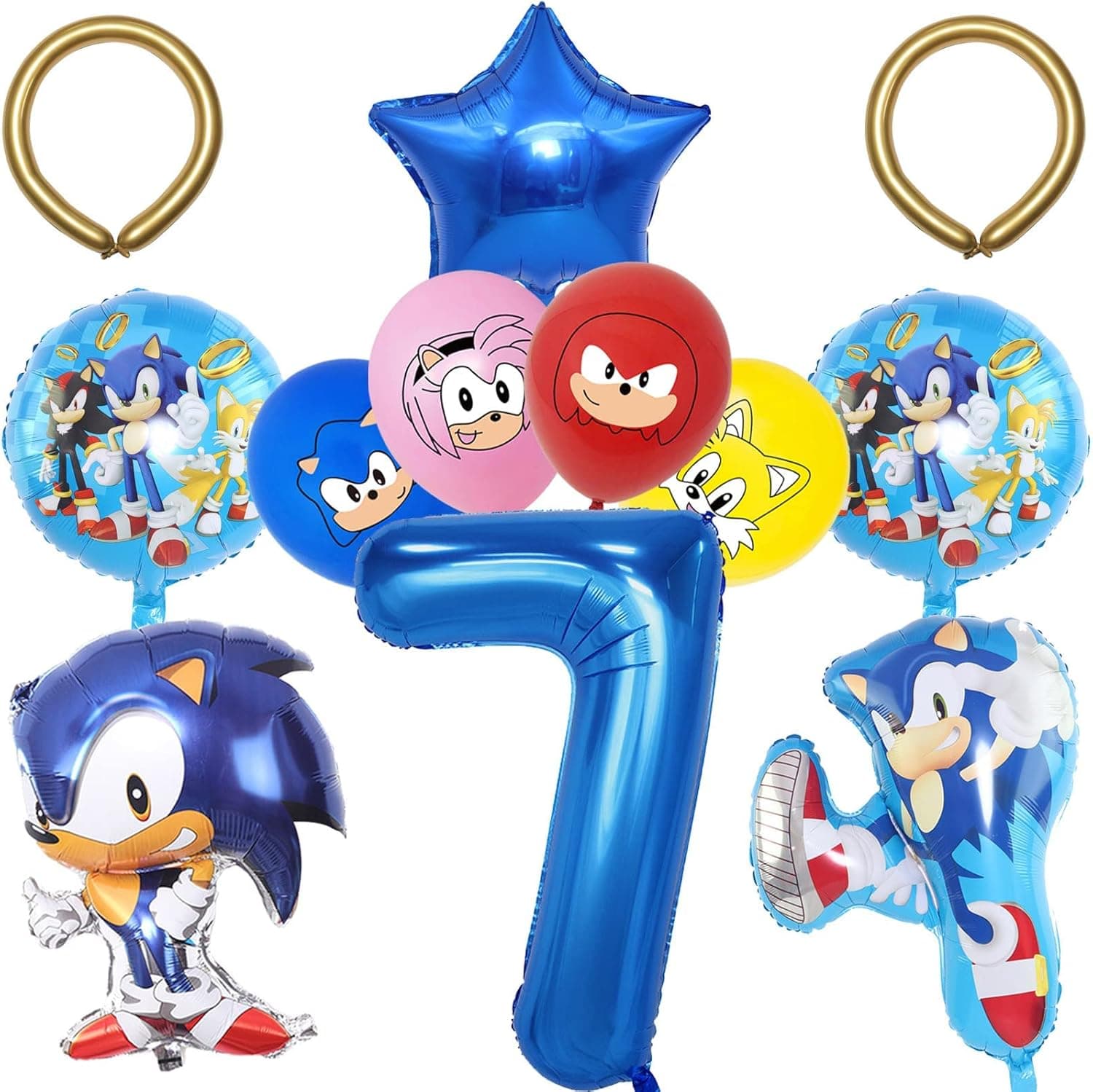 Sonic Birthday Party Supplies - Hedgehog Theme Party Balloons for Sonic Party Supplies, 12pcs Sonic Balloons for Sonic Blue gold