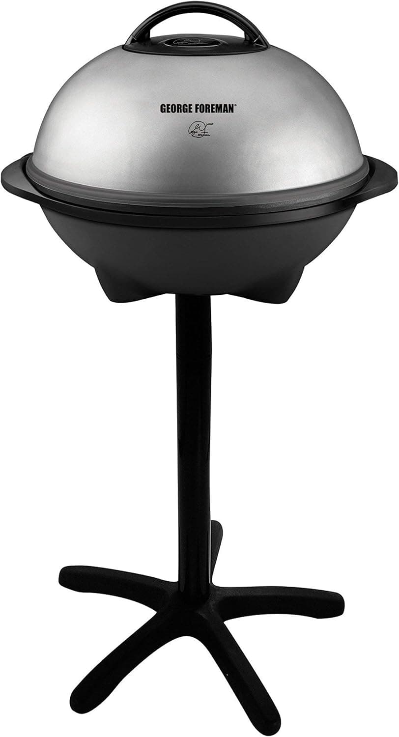 George Foreman 15-Serving Indoor/Outdoor Electric Grill, Silver, GGR50B (Renewed)