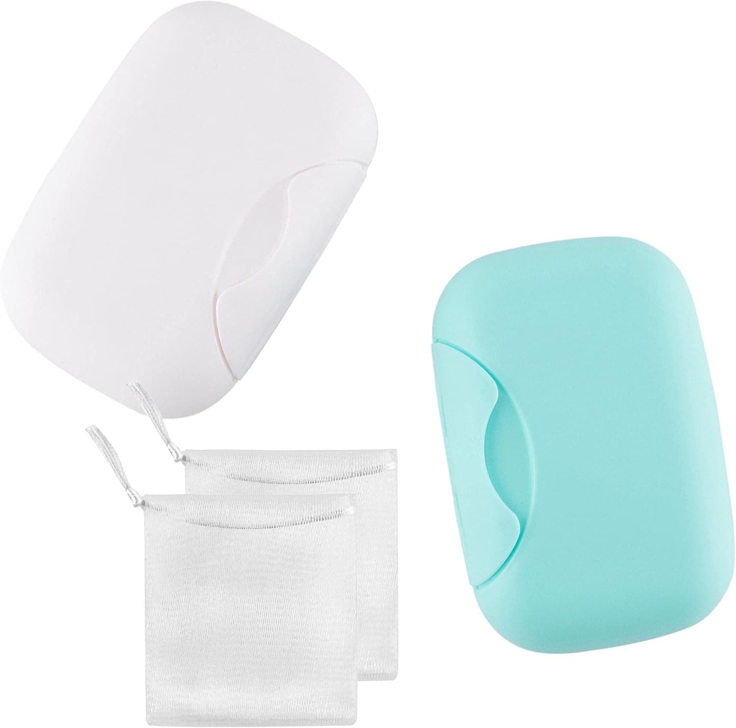 Snowkingdom 2 Pack White & Blue Travel Soap Box Holder Case Container Leak Proof Shower Bathroom Home Outdoor Hiking Camping