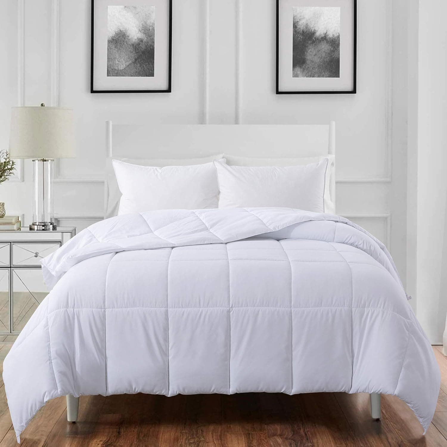 ELNIDO QUEEN All-Season White Down Alternative Quilted Comforter- Corner Duvet Tabs-Machine Washable-Duvet Insert or Stand-Alone Lightweight Comforter-Twin XL Size(68×92 Inch)