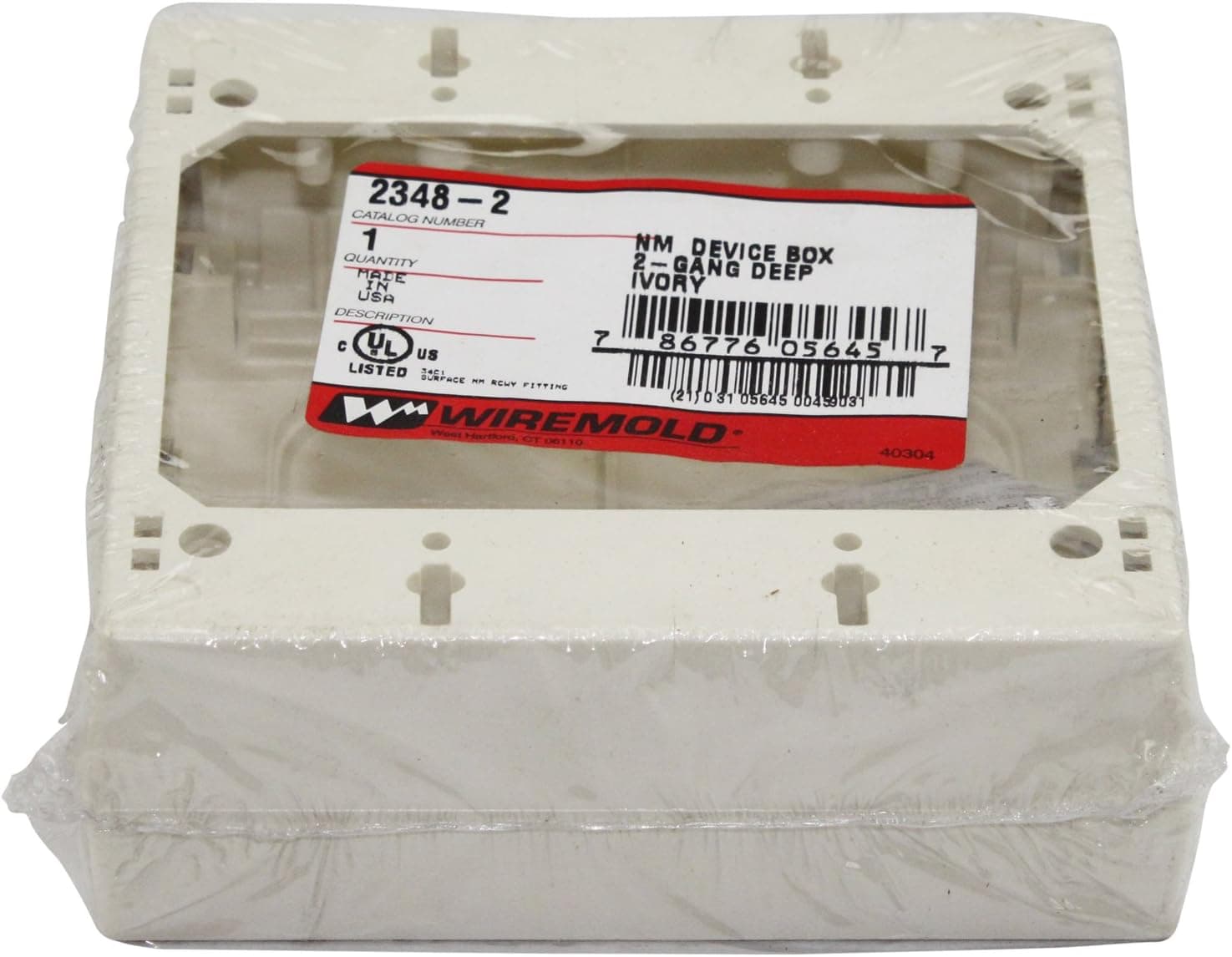 Wiremold 2348-2 NM DEEP Device Box 2G 2300 Ivory, White