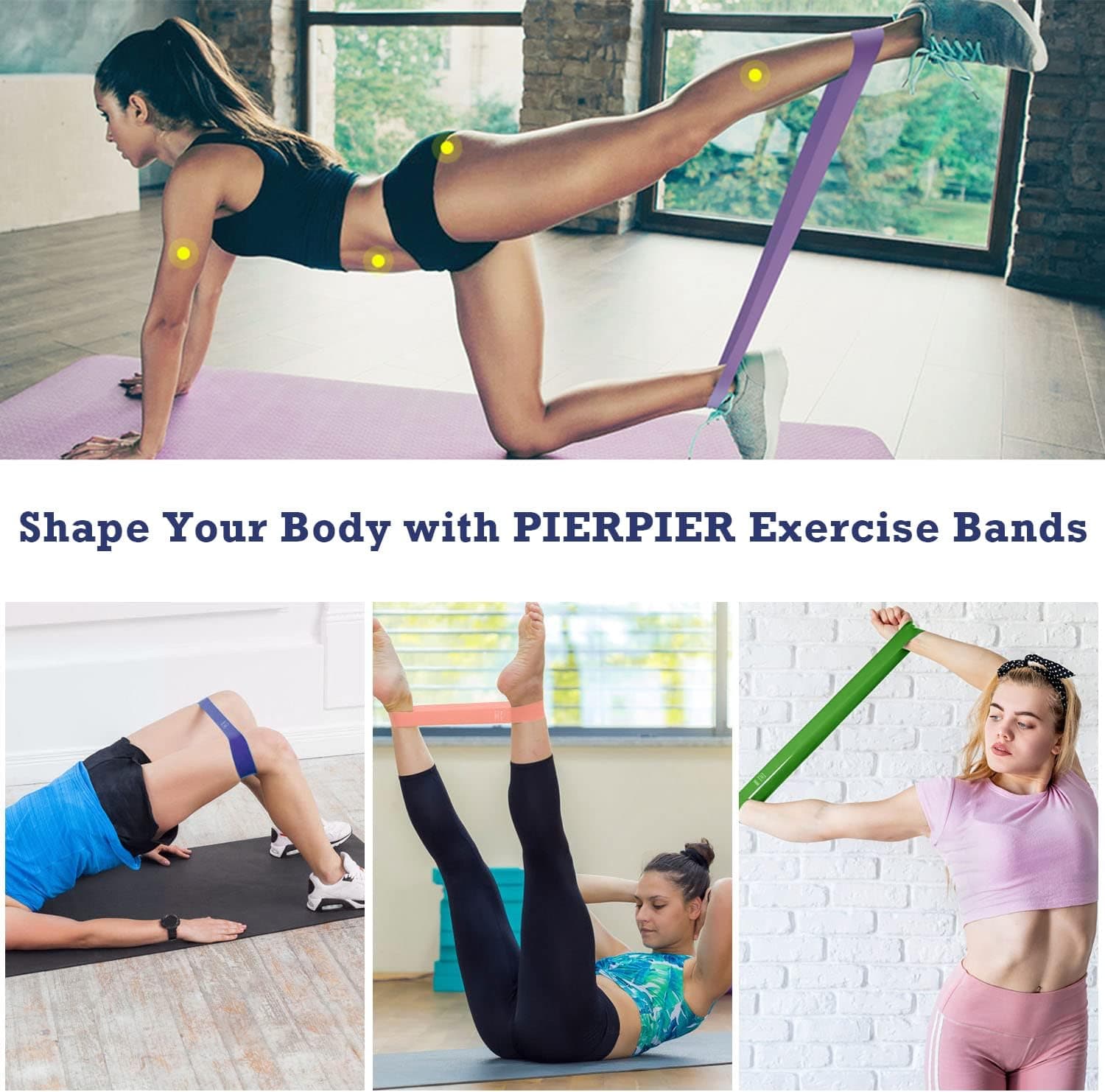 Resistance Bands for Working Out Women, Elastic Exercise Bands for Butt and Legs, Resistant Bands for Physical Therapy, Stretching, Fitness, Set of 5, Blue-Green
