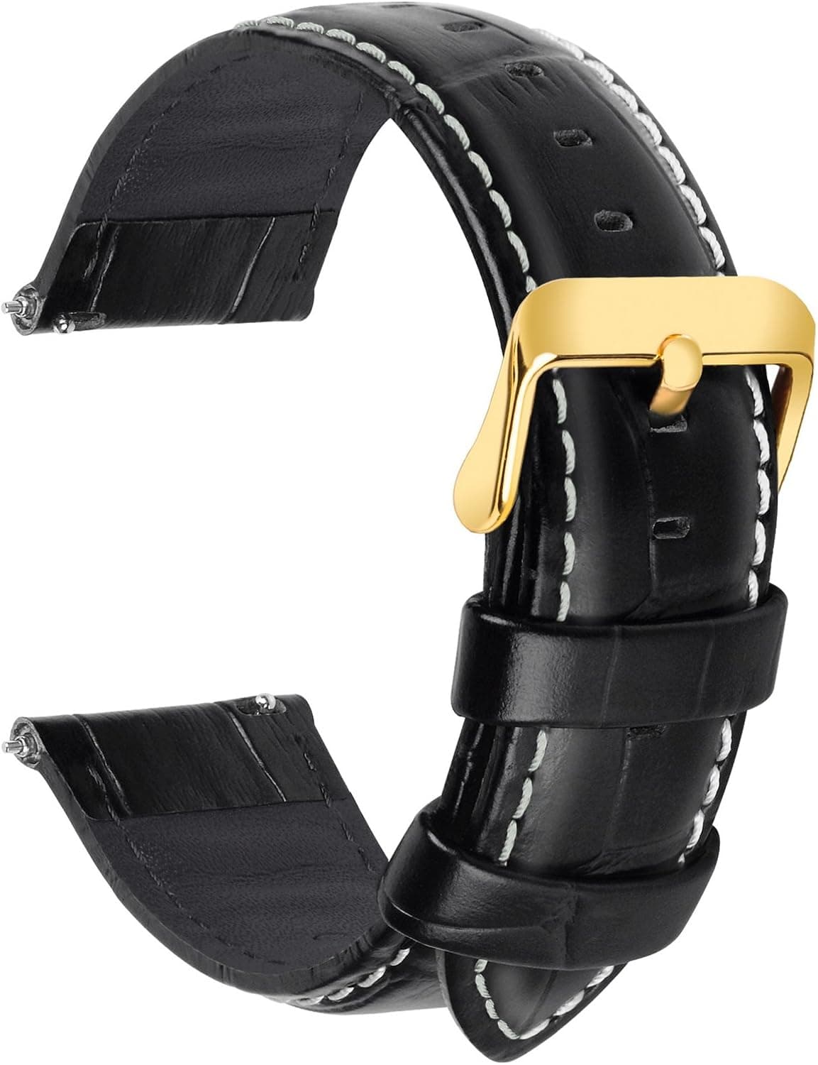Fullmosa Quick Release Watch Band, Bamboo Genuine Leather Watch Strap for Samsung Galaxy/Gear Watch/Huawei Watch 2/Amazfit/Garmin Watch 18mm 20mm 22mm 24mm