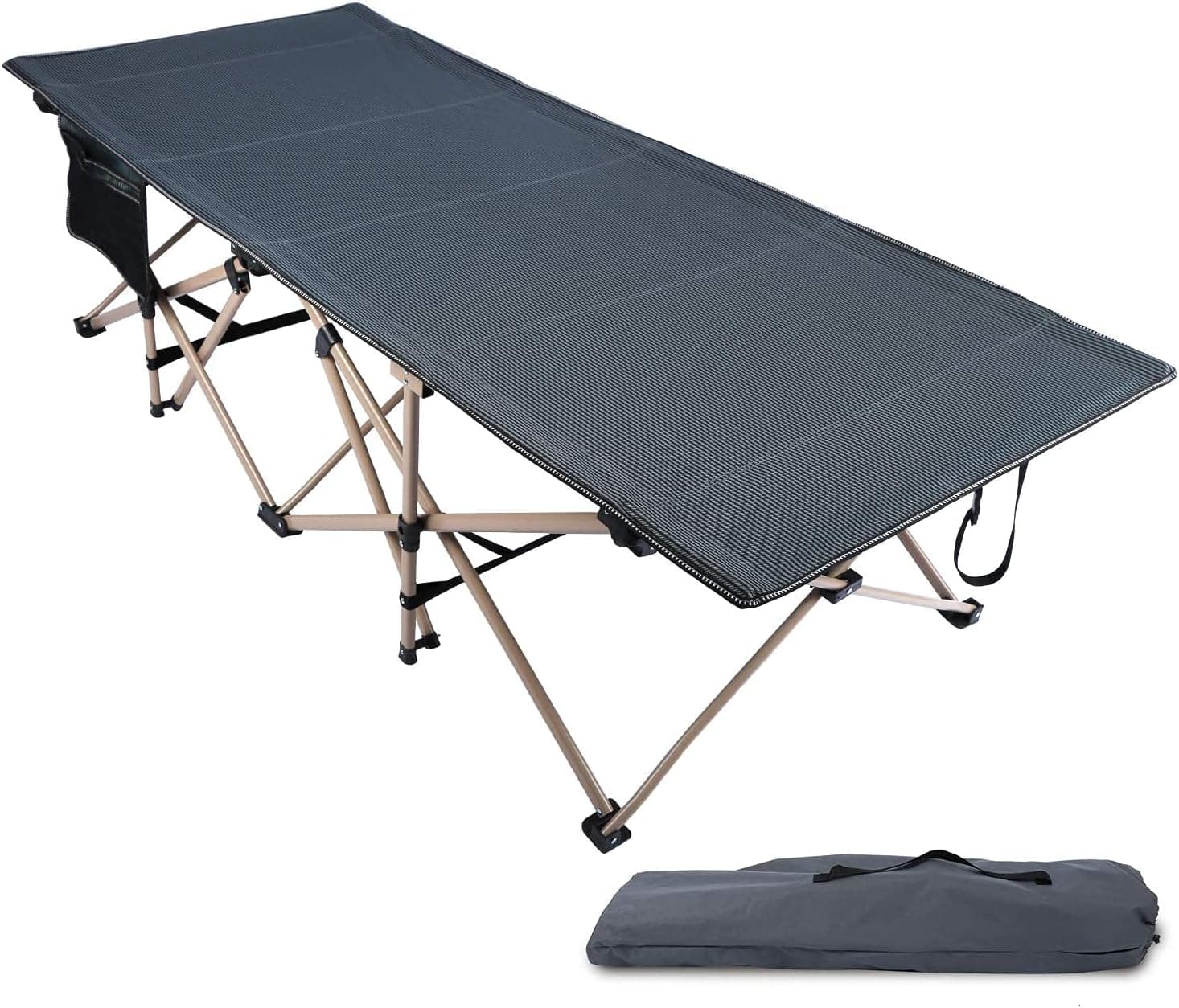 CAMPMOON 33 inch Extra Wide Camping Cot for Heavy People, Big and Tall Folding Camping Cots for Adults Support to 500 Lbs,Gray