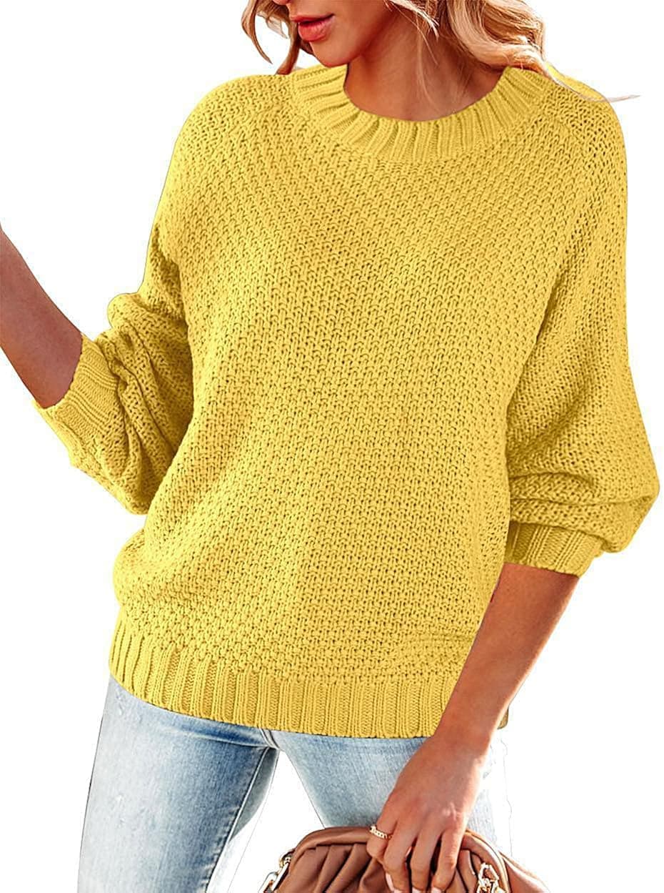 Aoysky Womens Chunky Knitted Pullover Sweater Oversized Crewneck Baggy Slouchy Jumper Tops