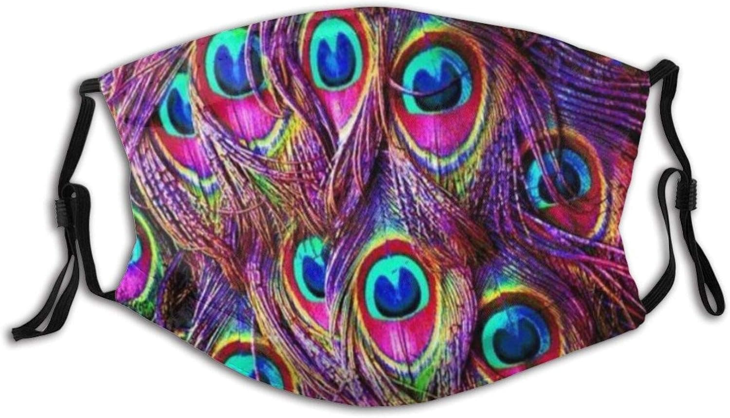 Red Peacock Feather Face Mask With Filter Pocket Washable Face Bandanas Balaclava Reusable Fabric Mask For Men Women