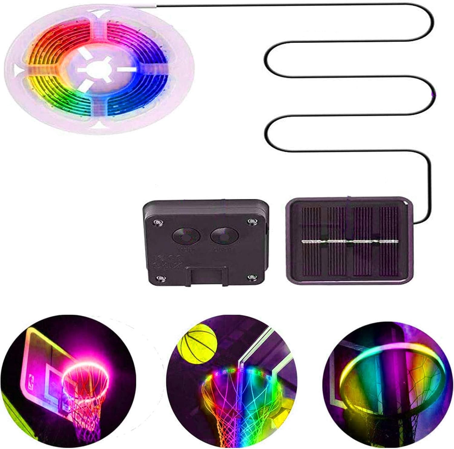 TTSAM Basketball Hoop Lights， Light Up Basketball Hoop, Basketball Hoop Led Lights. Glow in The Dark Basketball, Motion Sensor Led Strap Lights, Hoop Light for Basketball with 8 Flicker Mode
