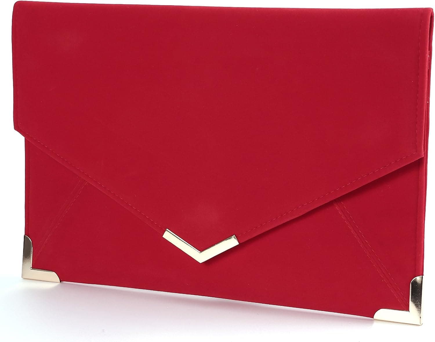 Anladia Velvet Envelope Clutch Large Evening Bag Women Bag Metal-Trim Shoulder Bag