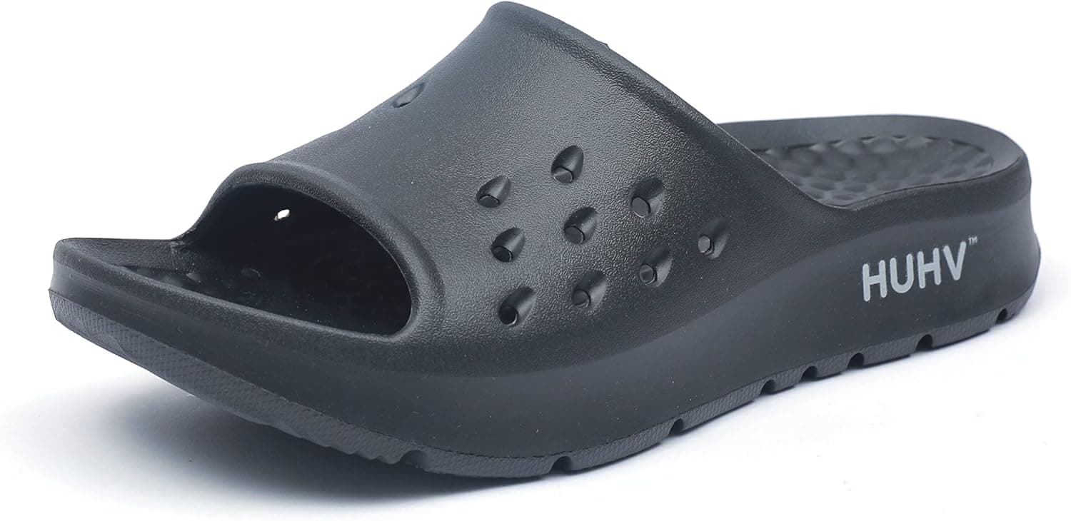 HUHV Womens MAX Cushion Arch Pod Tech Recovery comfort Slide Sandal with Comfort Orthotic Arch Support and our Proprietary HEALIUM Foam Technology