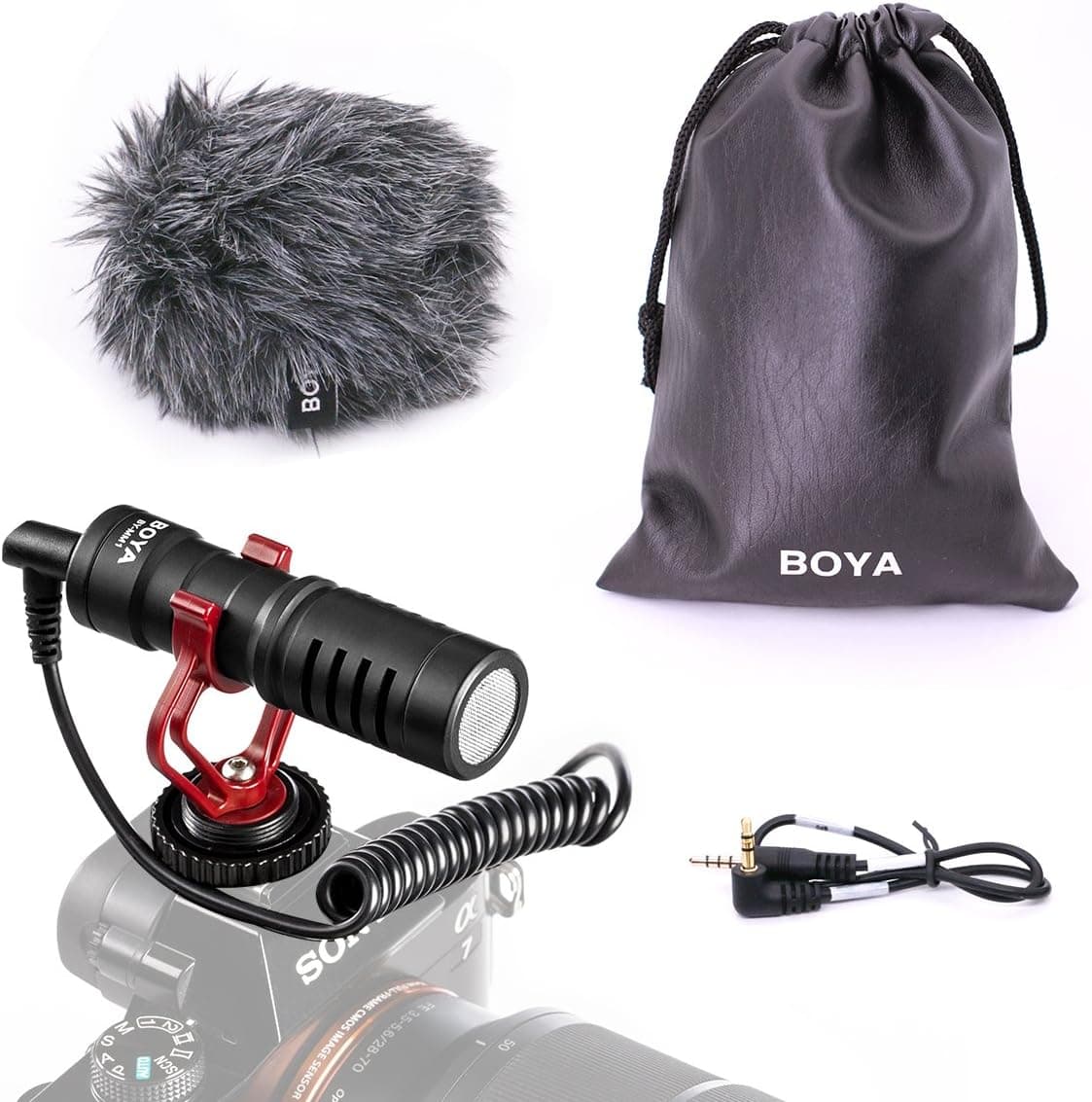 BOYA by-MM1 Shotgun Video Microphone with Shock Mount, Deadcat Windscreen, Case Compatible with iPhone/Andoid Smartphones, Canon EOS/Nikon DSLR Cameras Camcorders for Live Streaming Audio Recording