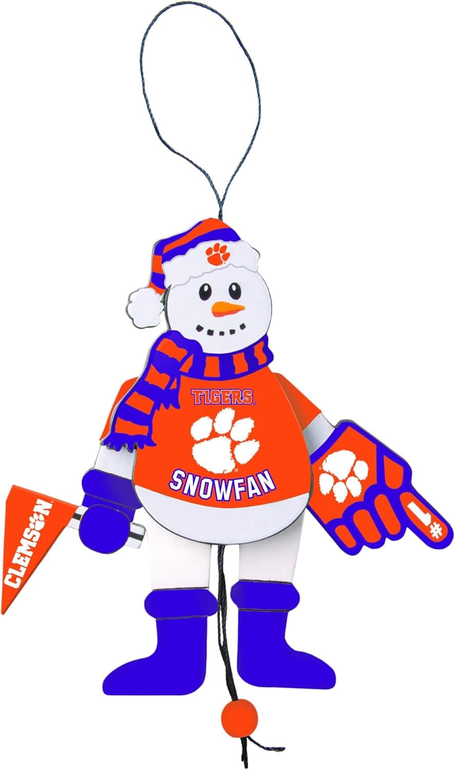 NCAA Wooden Cheering Snowman Ornament