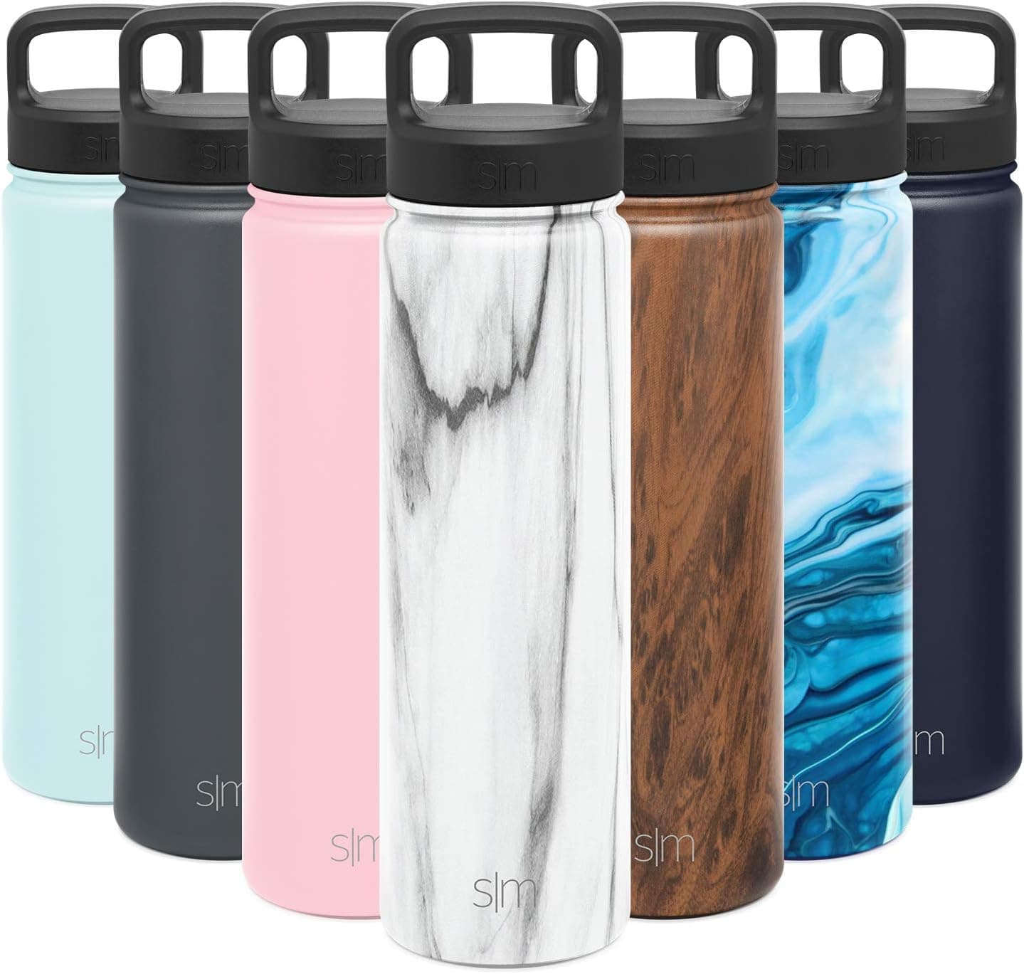 Simple Modern 22oz Water Bottle, Insulated Reusable Wide Mouth Stainless Steel Metal Flask with Handle Lid, Pattern: Carrara Marble