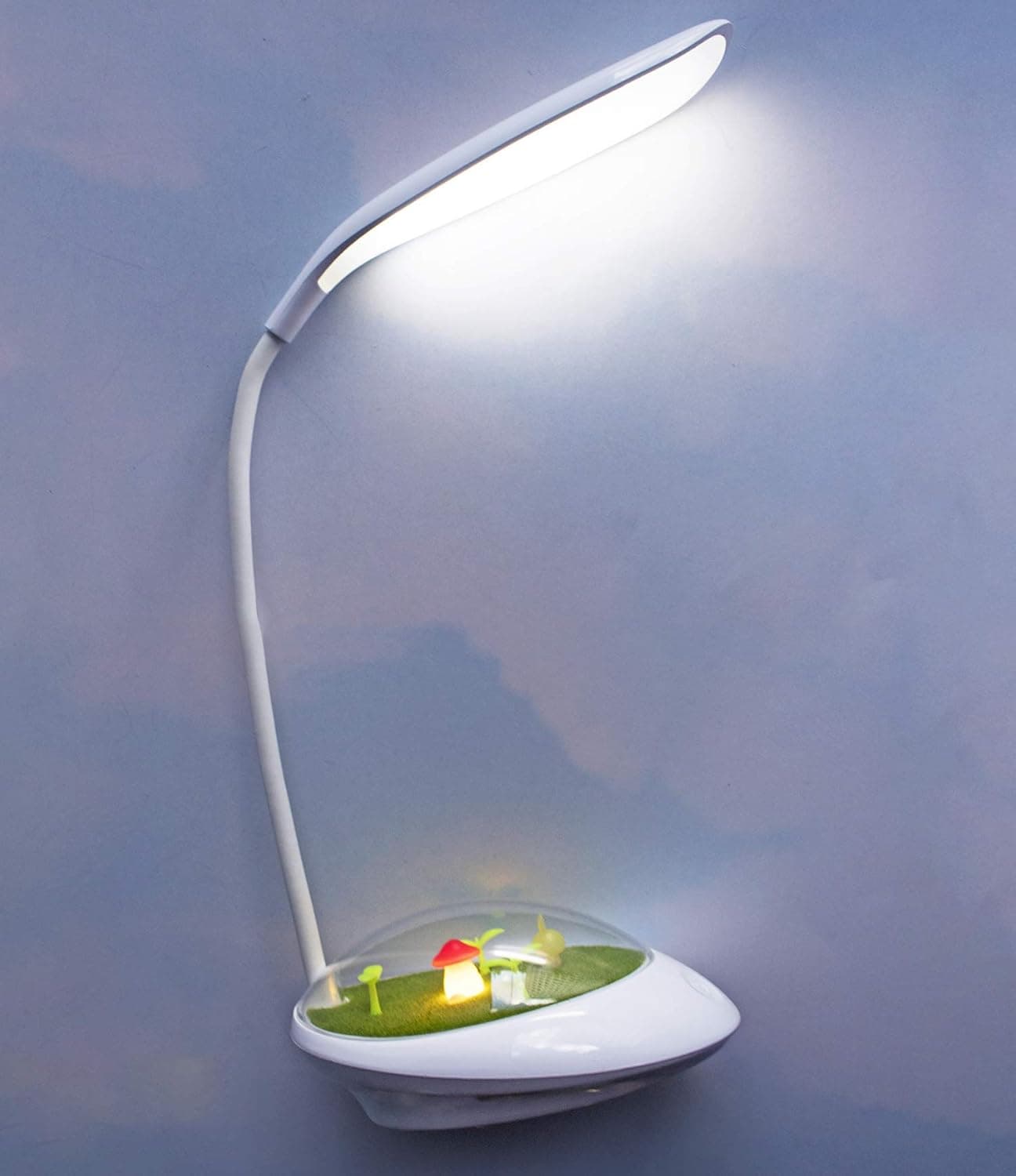 LuxLumi White LED Desk Lamp & Mushroom Night Light Dimmable Rechargeable for Kids Bedroom Nursery Toddler Home Decor Reading Study Dorm Easter Gift