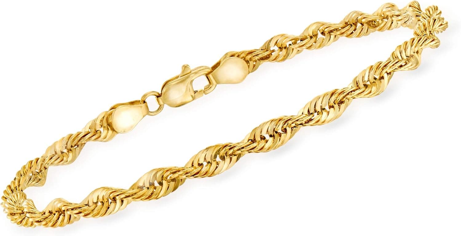 Ross-Simons 4mm 14kt Yellow Gold Rope-Chain Bracelet