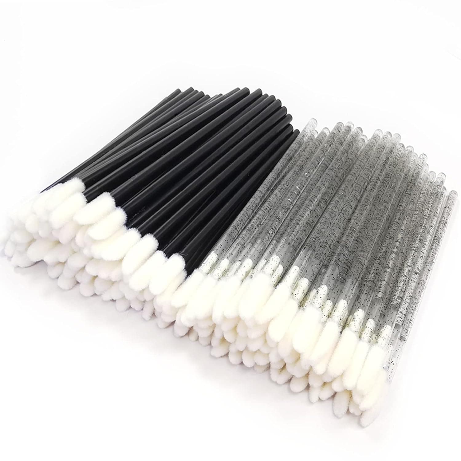 ZYIGYI 200 Pcs Lip Brushes, Crystal Lipstick Applicator, Lip Gloss Wands Disposable (Double Black)