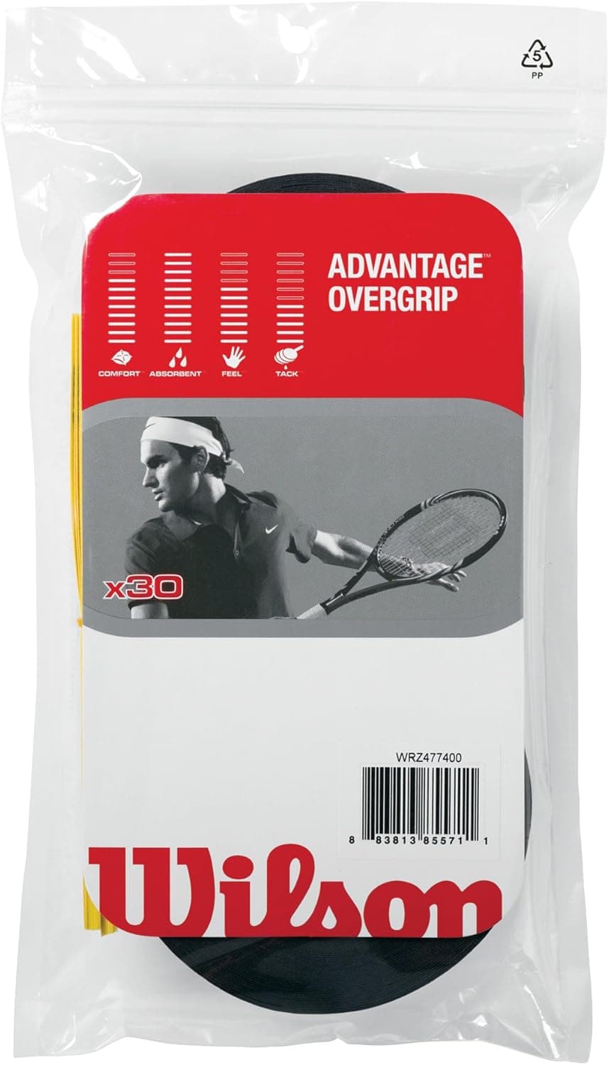 WILSON Advantage Tennis Overgrip (30 pack, black)