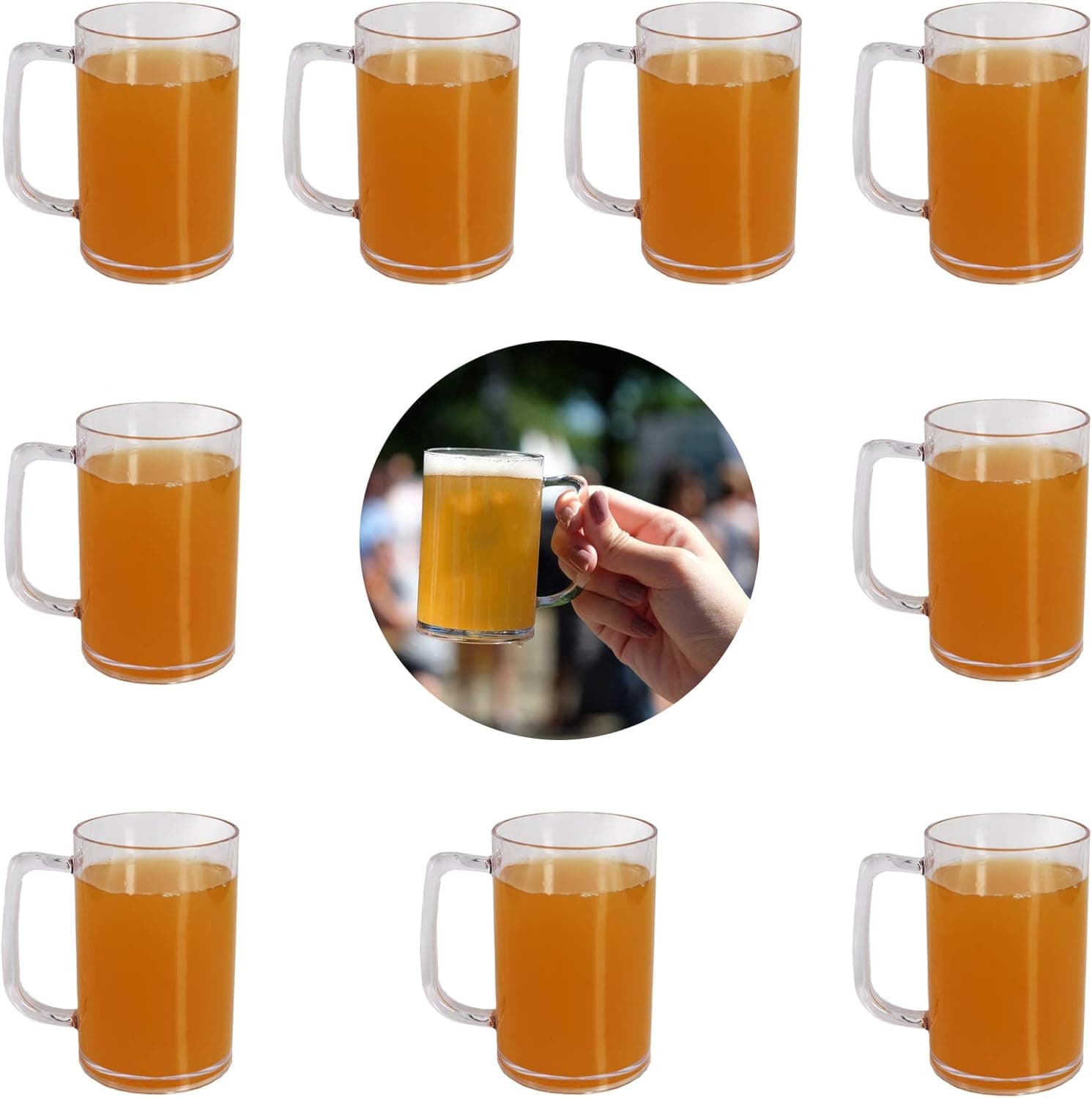 Plastic Mini Beer Mugs, 5oz Unbreakable Beer Tasting Glasses, Small Plastic Mugs Great for Kids and Adults, Dishwasher-Safe, BPA Free (9 Pcs)