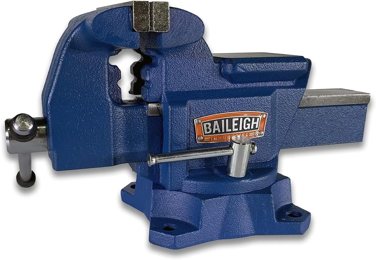 Baileigh Part Number BV-4I; 4" Industrial Bench Vise with Integrated Pipe Jaws