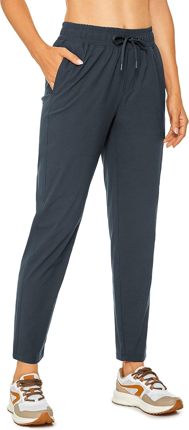 CRZ YOGA Womens High Waisted Lightweight Cargo Workout Pants 28" - Outdoor Casual Travel Athletic Hiking Pants with Pockets