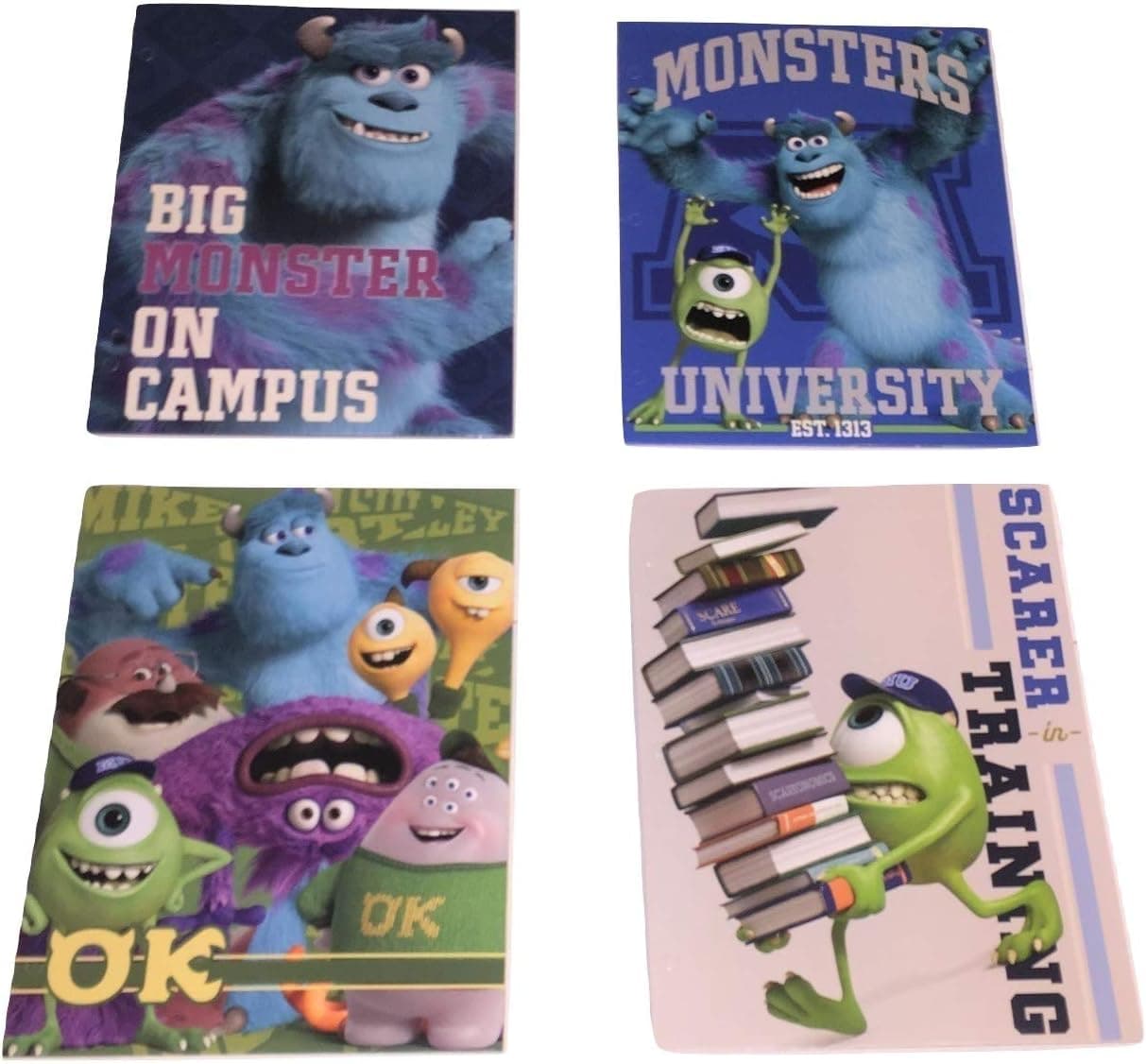 Disney Monster's University 4 Folder Set ~ Big Monster on Campus, OK, Est 1313, Scarer in Training