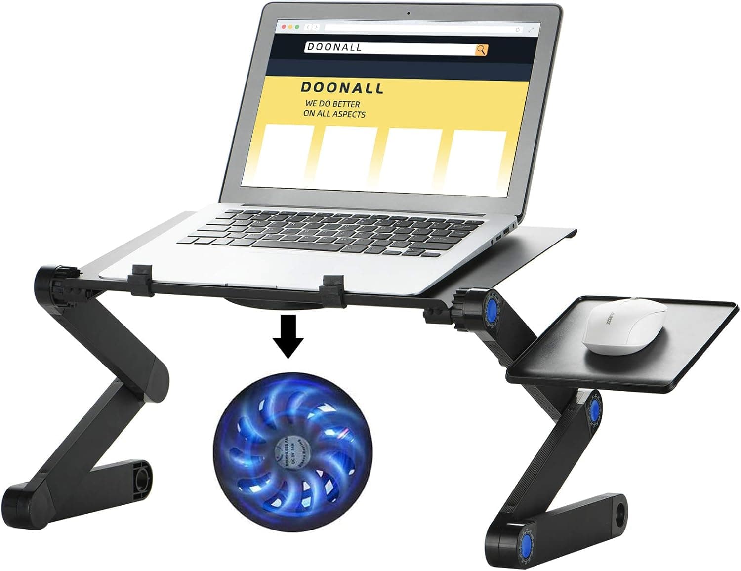 Adjustable Laptop Holder, Notebook Desk Riser, Liftable Laptop Stand with Mouse Holder, Foldable Laptop Workstation with Pad Side, Ergonomic Computer Reading Table Tray for Work at home