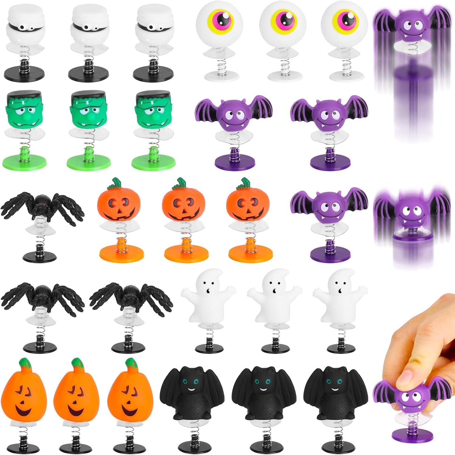 Chophilly&Co Halloween Party Favors for Kids, 27 Pack Halloween Spring Launchers for Kids Jumping Popper Toys, Halloween Trick or Treat Bags Gifts for Kids, Halloween Toys for Kids Games