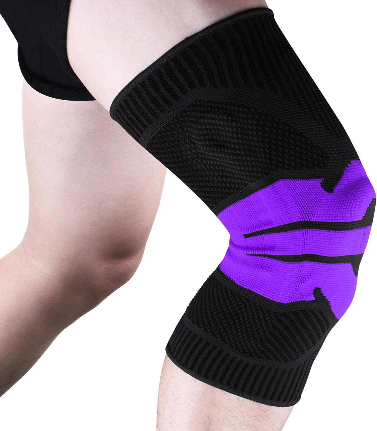 Knee Brace Compression Knee Sleeves with Side Stablizers for Working Out, Knee Support with Patella Gel Support for Men&Women Baseball, Basketball, Volleyball, Running, Tennis, Non-Slip 1 Pack