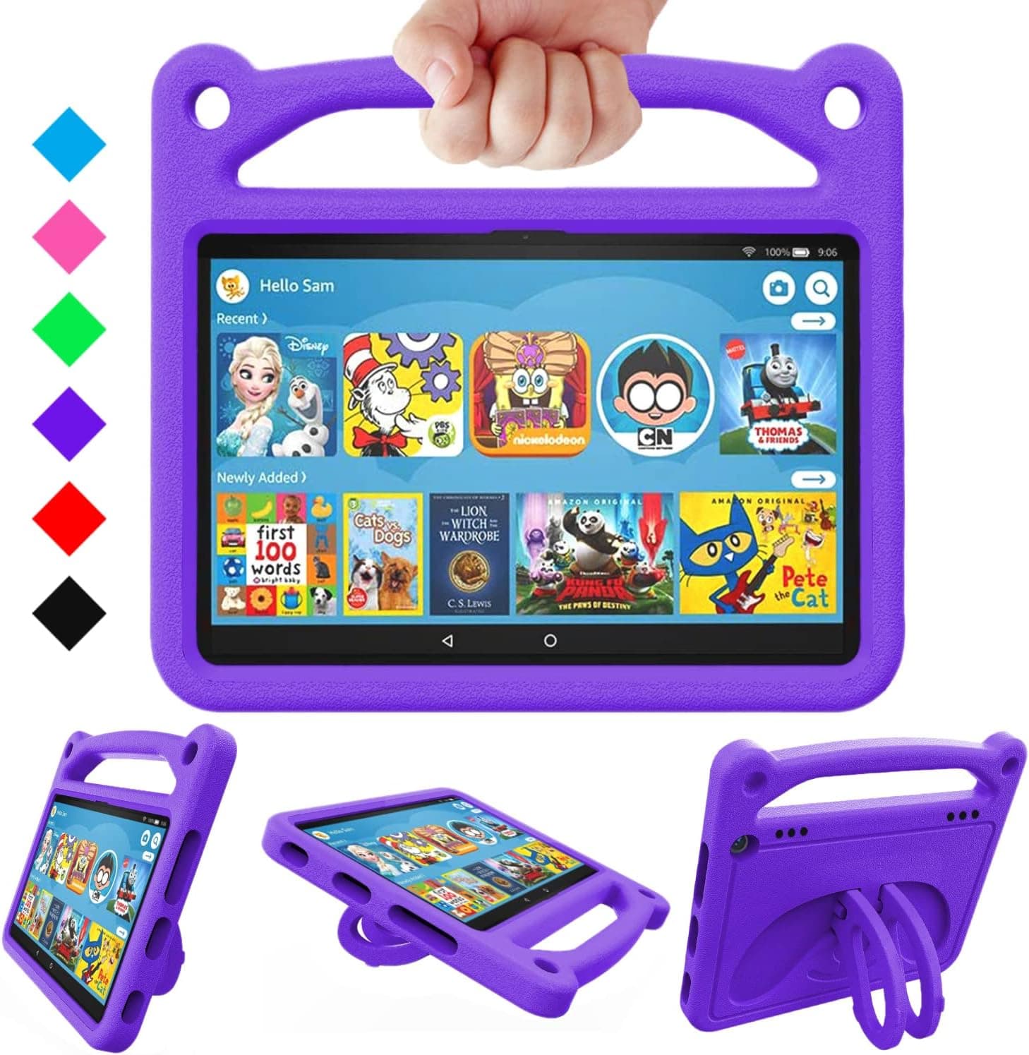 (12th/10th Generation, 2022/2020 Release) for 8 inch Tablet case for Kids -Lightweight Shockproof Cover Case with Handle Stand for ＨＤ 8 Kids Tablet & Kids Pro Tablet,Purple