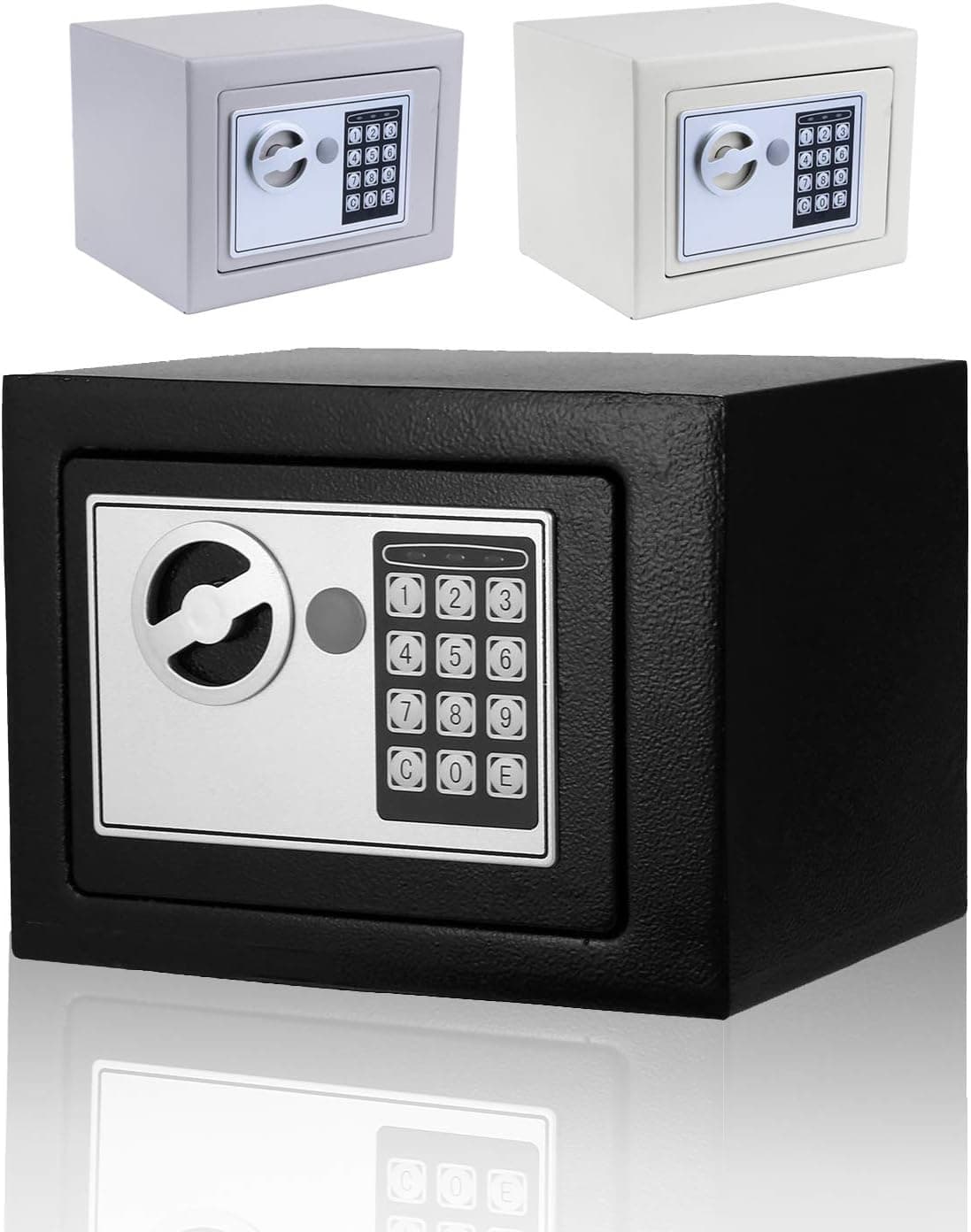 Security Safe with Digital Electronic Lock, Office/Home Safe Box, Steel Alloy Safe - Includes Keys and Batteries (US STOCK) (Dark)