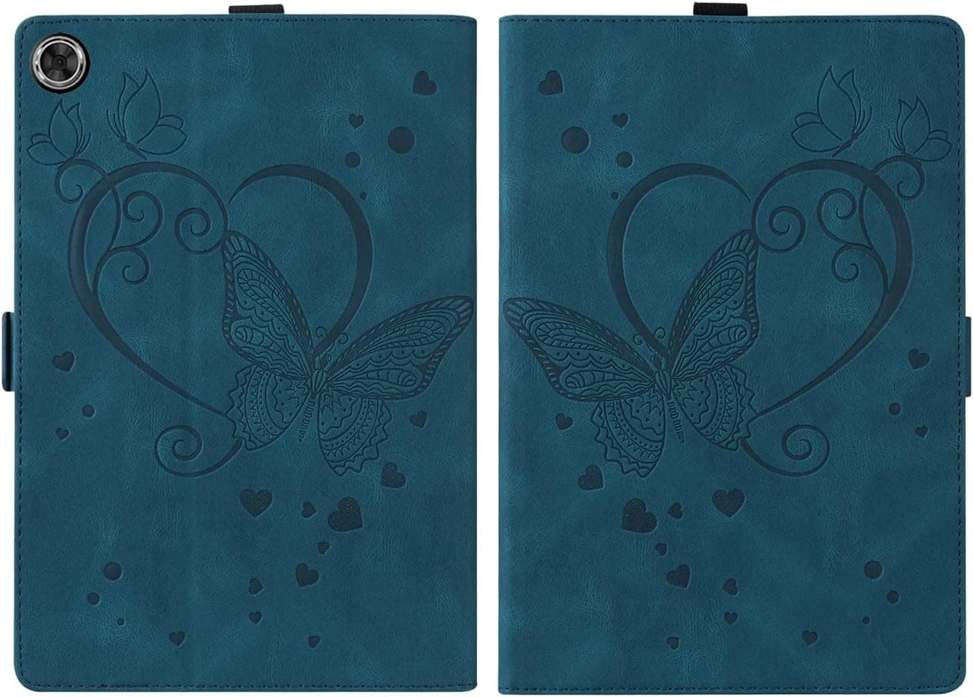 Tablet PC Cover Case for Huawei MediaPad M5 Lite 8.0 Inch Butterfly Embossed Folding Stand Protective Cover Shockproof PU Leather Flip Case Card Slot Tablet PC Case (Color : Blue)