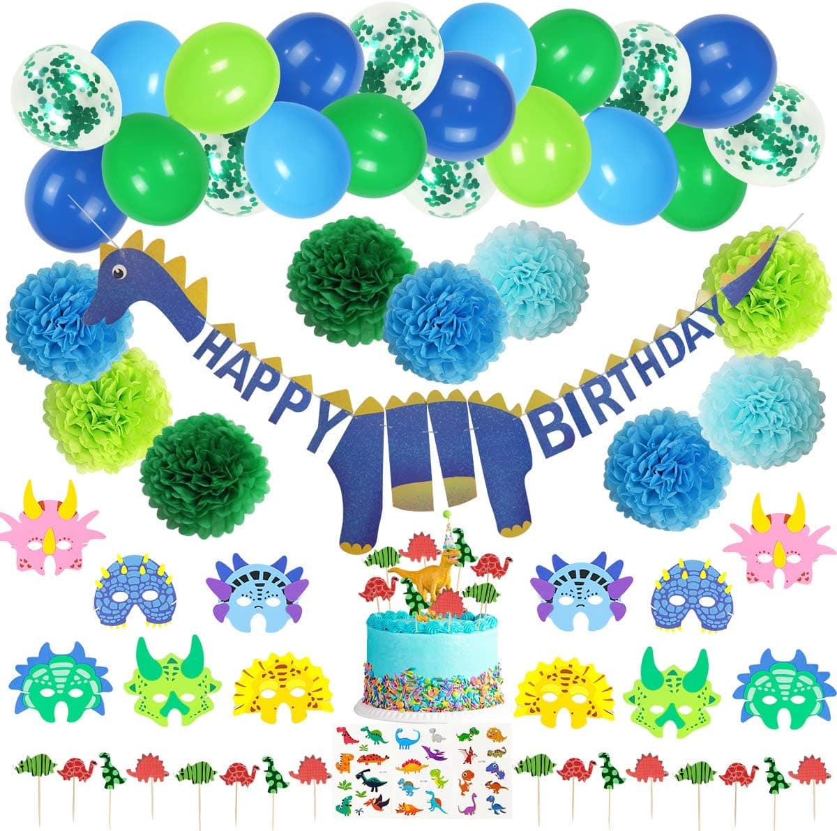 Something to Treasure | Stress Free Easy Party Set UP! Dinosaur Party Decorations for Boys / Girls | Garland Kit | Dinosaur Birthday Banner | Birthday Decorations for Boys and Girls